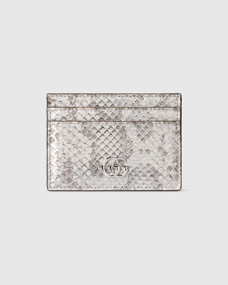 Gucci GG Marmont Kartenetui aus Pythonleder Silver