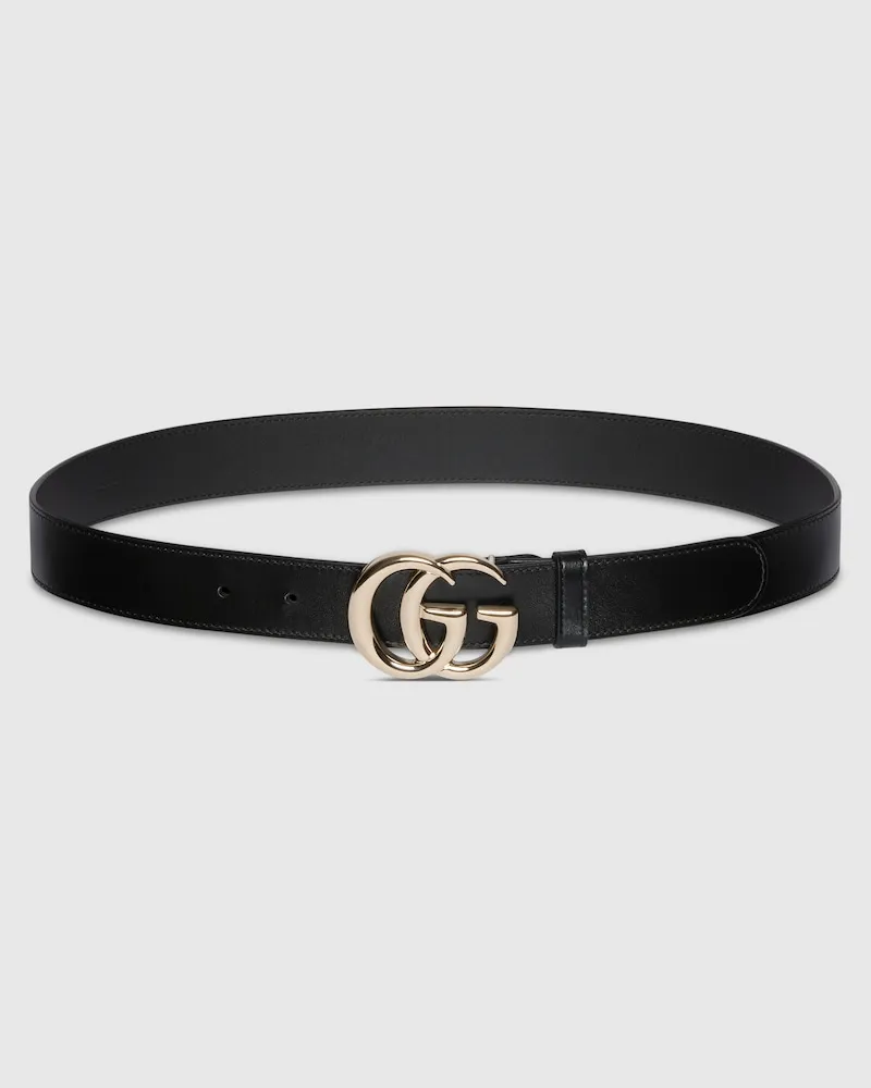 Gucci Schmaler GG Marmont Gürtel, Größe 95 Schwarz