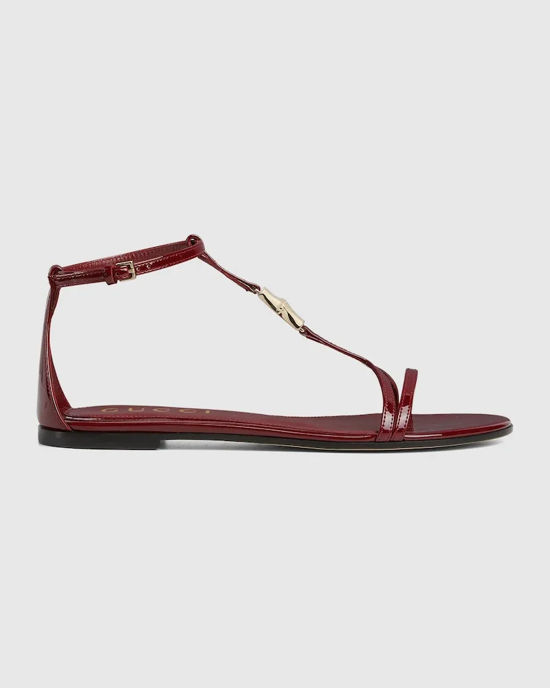 Gucci Damen-Zehensandale Mit Bambus, Größe Bordeauxrot