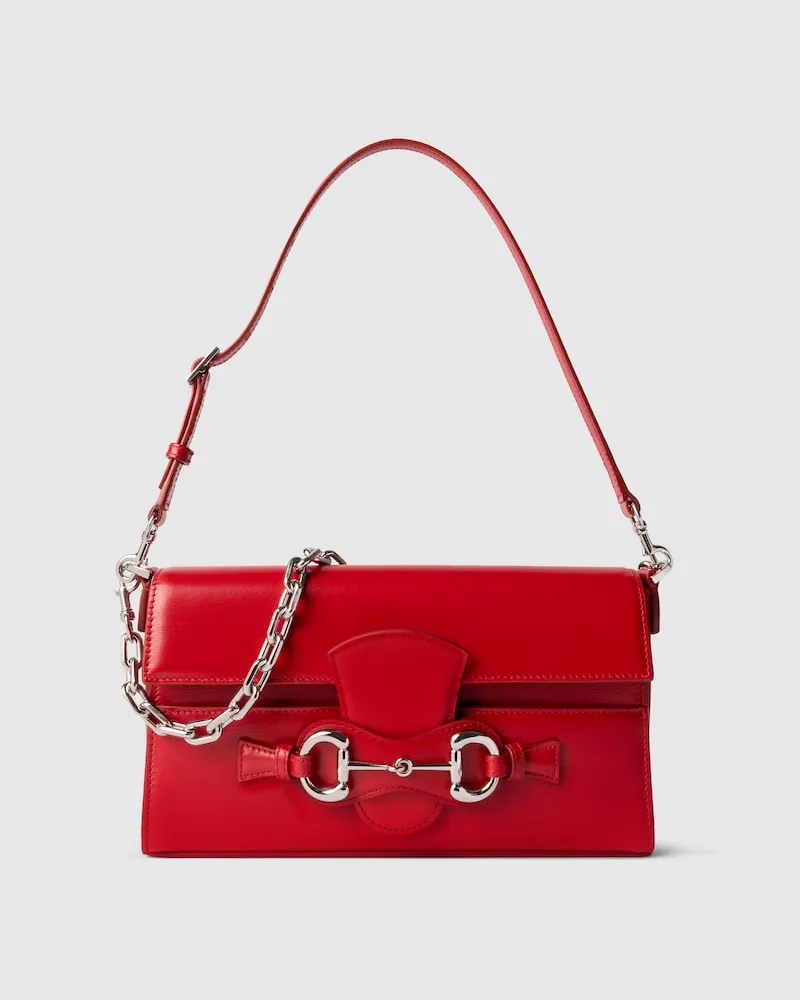 Gucci Mittelgroße Horsebit Ristretto Schultertasche Rot