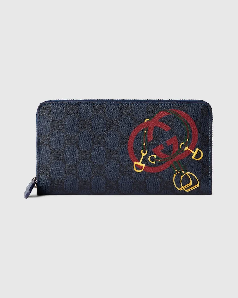 Gucci GG Brieftasche Mit Rundumreißverschluss Und Print Blau