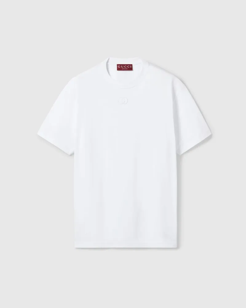 Gucci T-Shirt aus Baumwolljersey Mit Stickerei, Größe Weiß