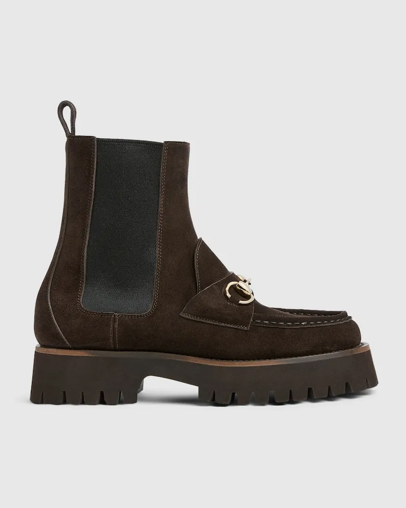 Gucci Damenstiefelette Mit Horsebit, Größe Braun