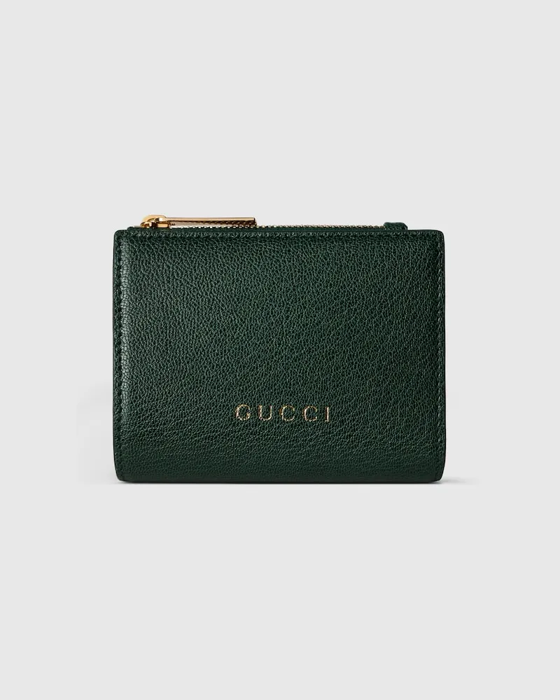 Gucci Kleine Brieftasche mit Schriftzug Grün