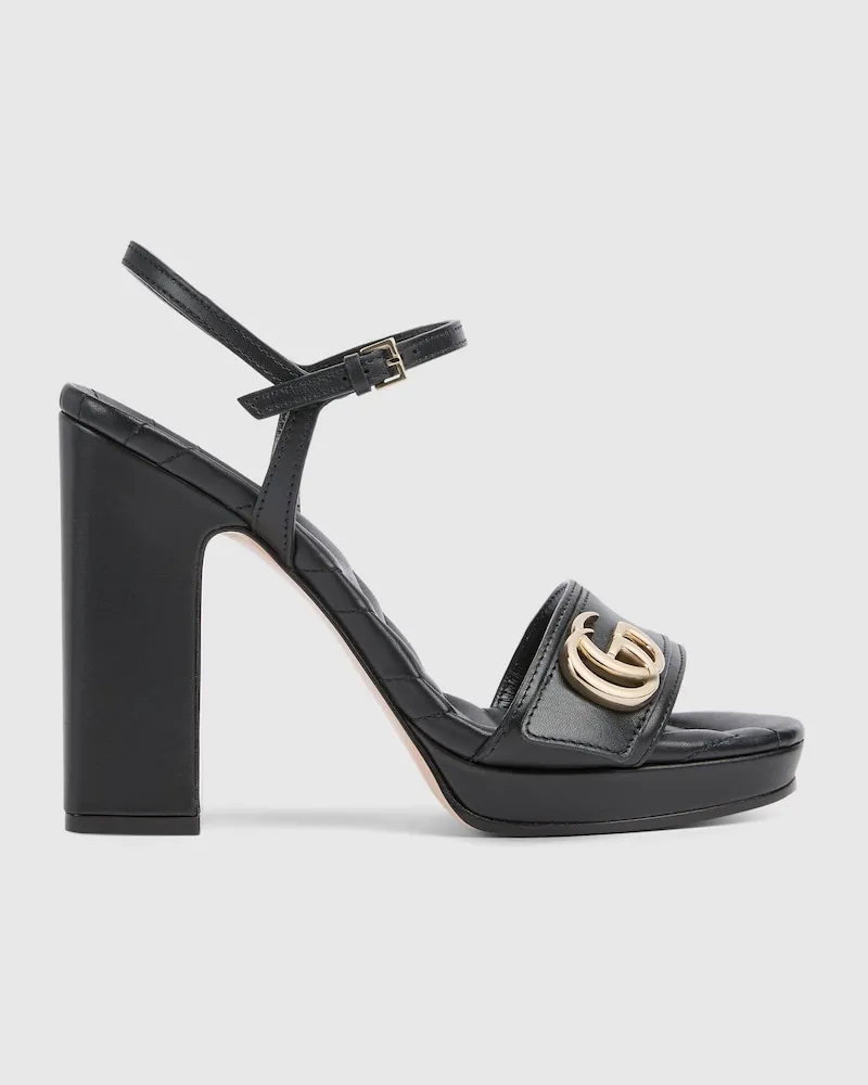 Gucci Damensandale mit Plateau Und Doppel G Schwarz