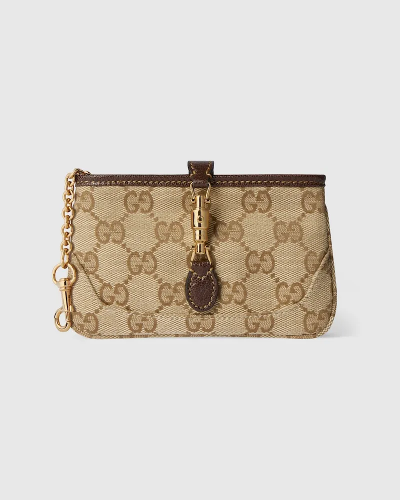 Gucci Jackie Schlüsseltäschchen mit Reißverschluss Beige