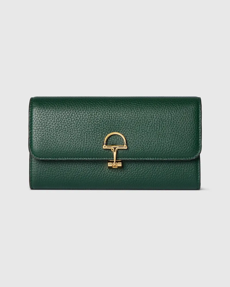 Gucci Half Horsebit Continental Brieftasche Grün