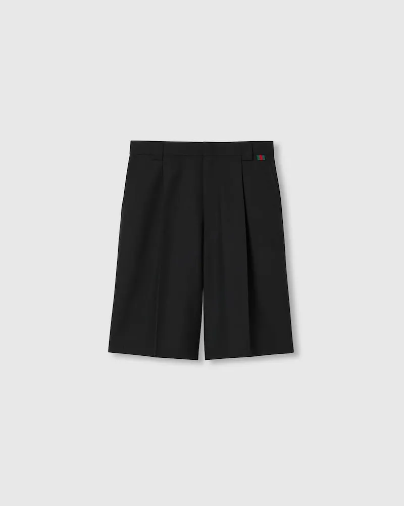 Gucci Twill-Shorts aus Wollmischung Mit Web, Größe Schwarz