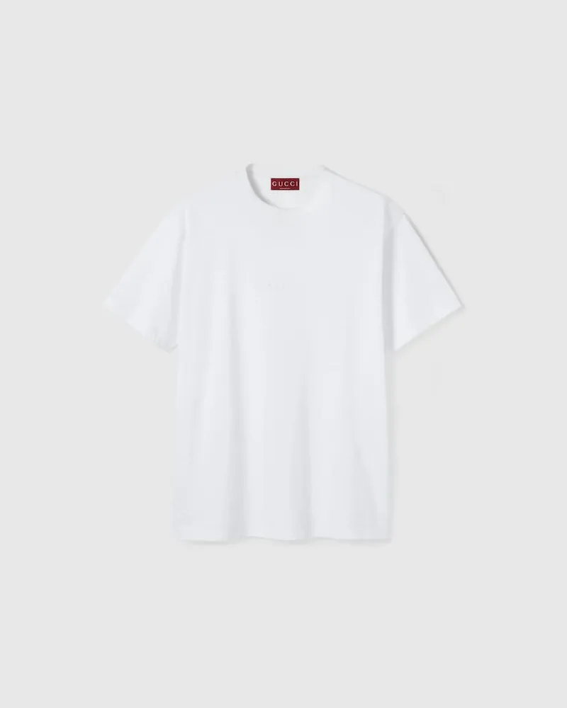 Gucci T-Shirt aus Baumwolljersey Mit Stickerei, Größe Weiß