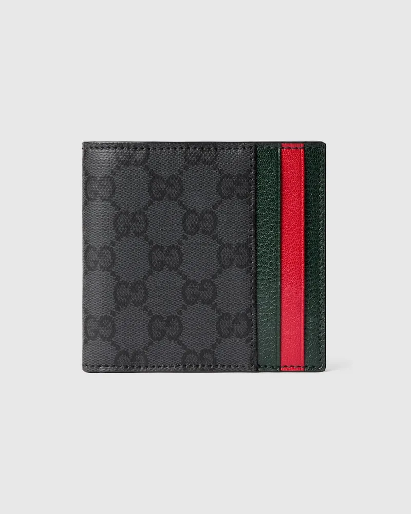 Gucci Faltbrieftasche mit Web-Kartenfächern Schwarz