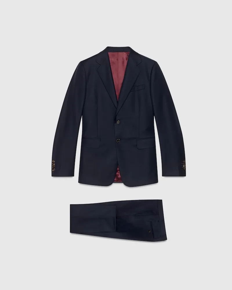 Gucci Anzug aus Wolle Mit Gerader Passform, Größe Blau