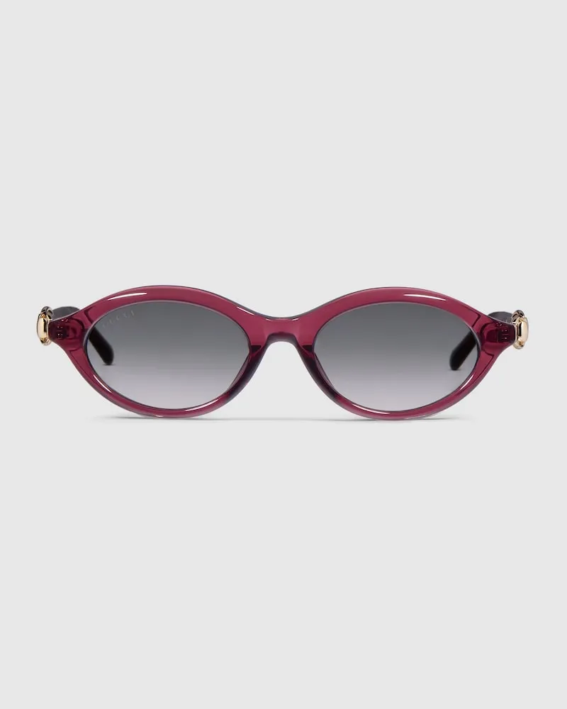 Gucci Sonnenbrille mit Ovalem Rahmen Rot