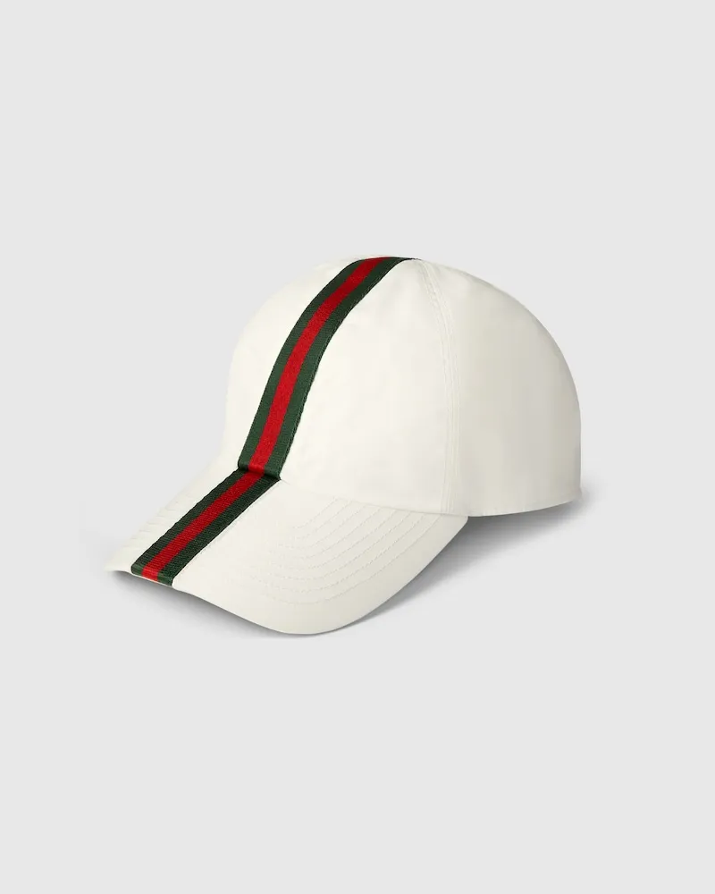 Gucci Baseballkappe aus Baumwolle mit Web Grün
