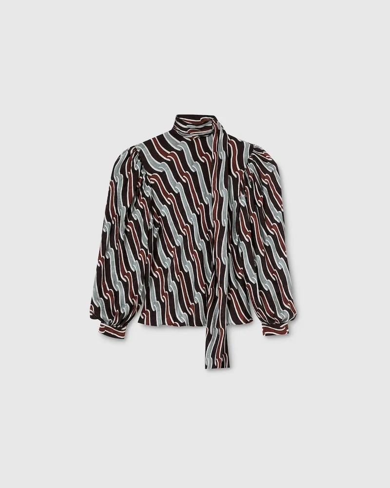 Gucci Bluse aus Seidentwill Mit Print, Größe Grau