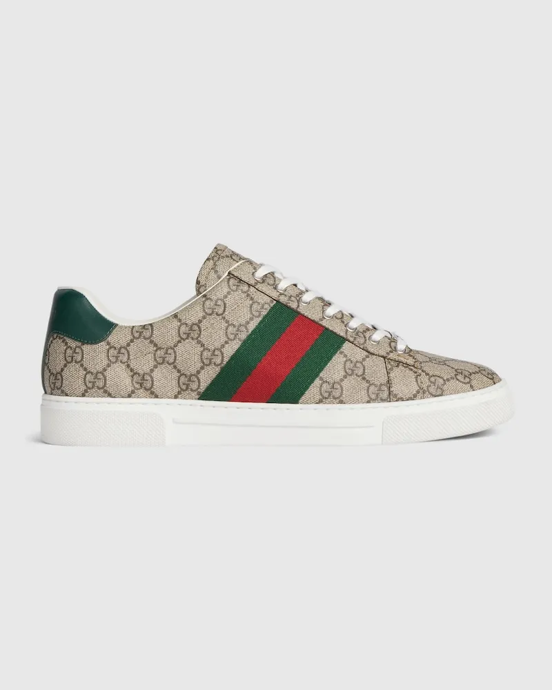 Gucci Ace Herrensneaker mit Web Beige