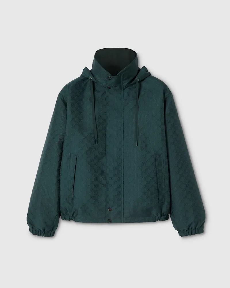 Gucci Wendbare Jacke aus Ripstop-Baumwolle Mit Reißverschluss, Größe Blau