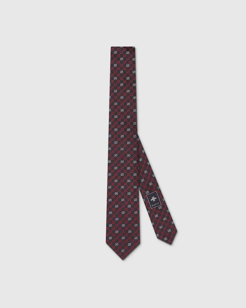 Gucci Krawatte aus GG Seidenjacquard Blau