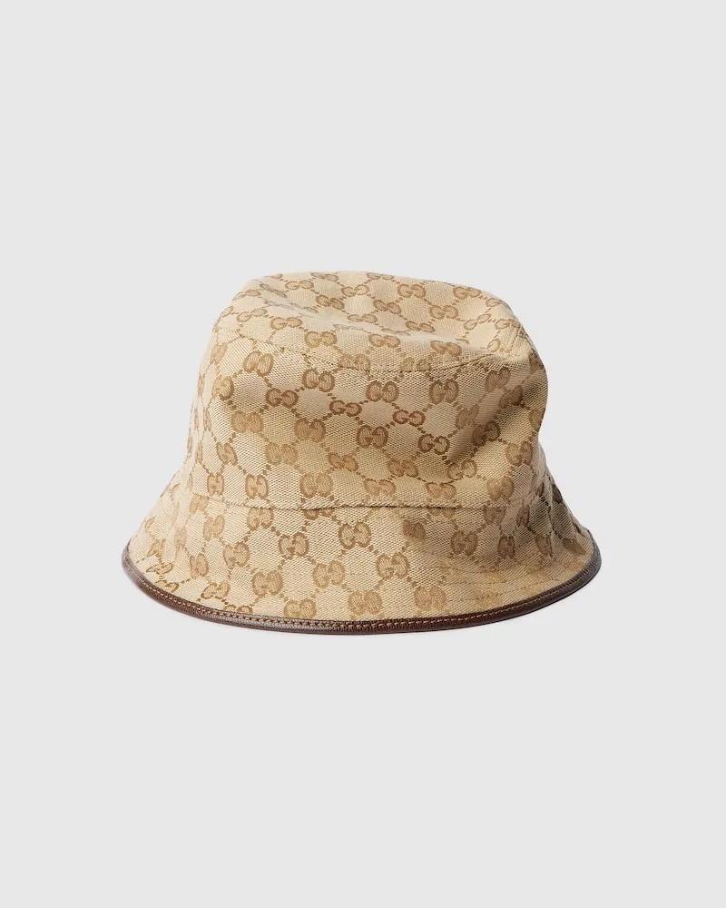 Gucci Fischerhut aus GG Baumwoll-Canvas, Größe Beige