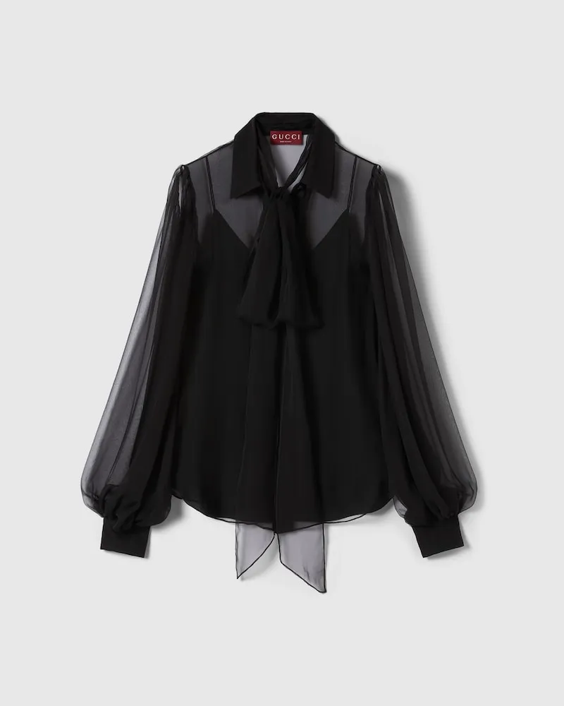 Gucci Bluse aus Seidenchiffon, Größe Schwarz