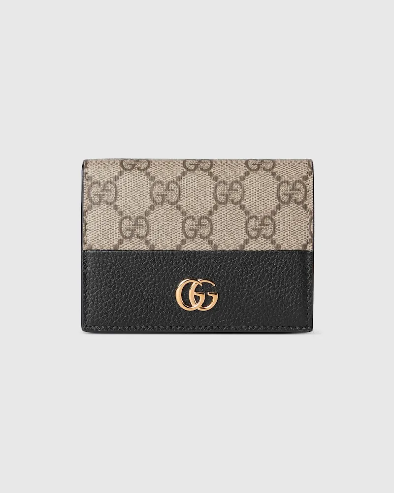 Gucci Zweifarbige GG Marmont Kartenbrieftasche Schwarz