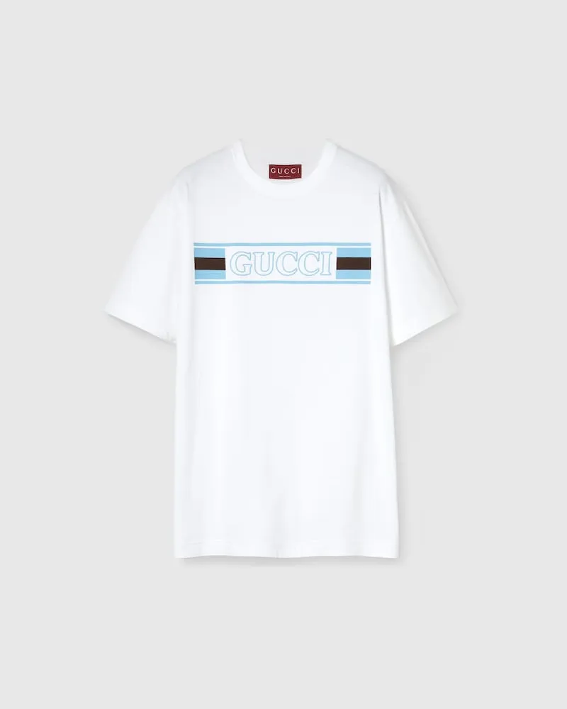 Gucci T-Shirt aus Baumwolljersey Mit Print, Größe Weiß