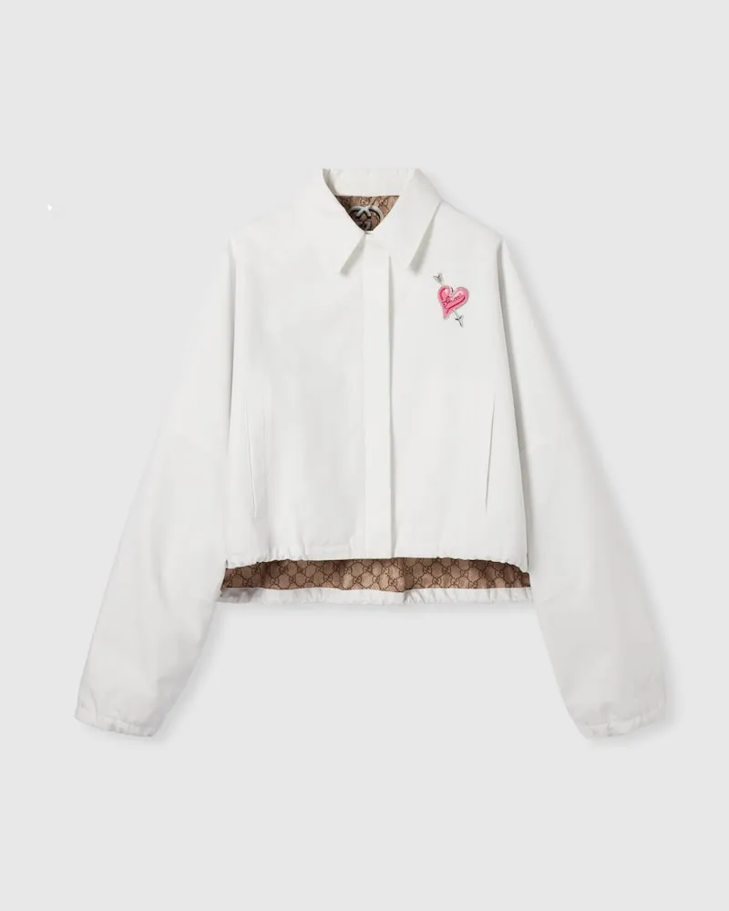 Gucci Jacke aus Baumwollcanvas Mit Patch, Größe Weiß