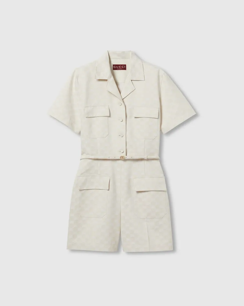 Gucci Jumpsuit aus GG Baumwollgabardine, Größe Nude