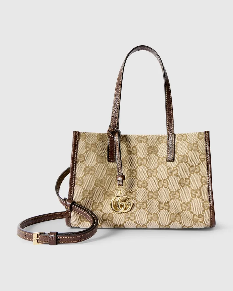 Gucci Kleiner Shopper mit Doppel G Anhänger Beige