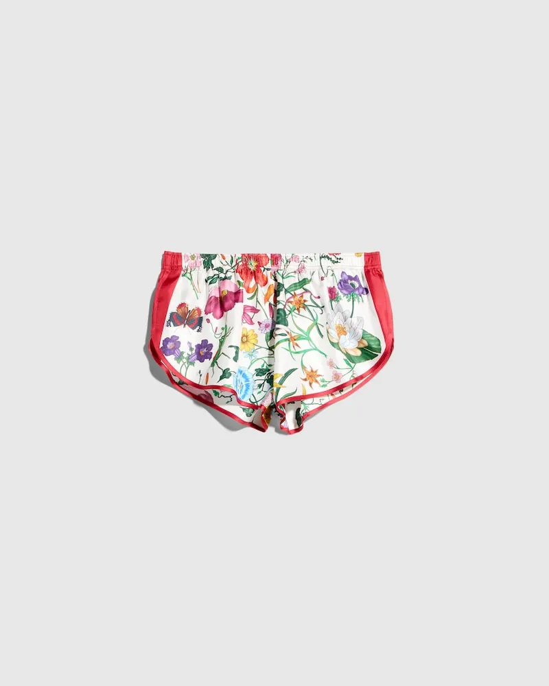 Gucci Shorts aus Seide mit Print, Größe Rot