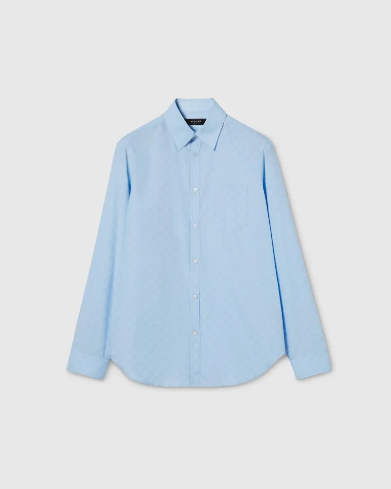 Gucci Hemd aus GG Baumwollpopeline, Größe Blau