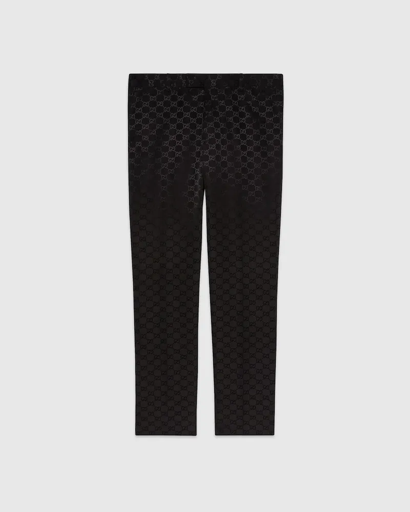 Gucci Formelle Hose aus Baumwolle Und Viskose Mit GG, Größe Schwarz
