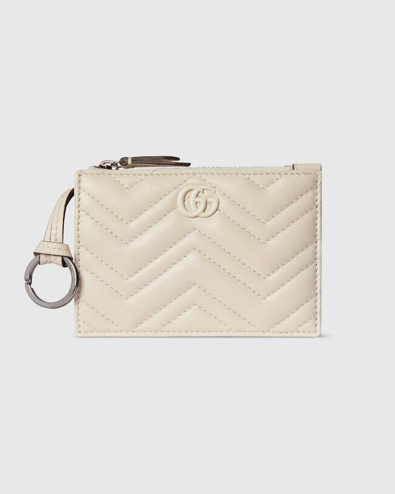 Gucci GG Marmont Schlüsseltäschchen Mit Reißverschluss Weiß