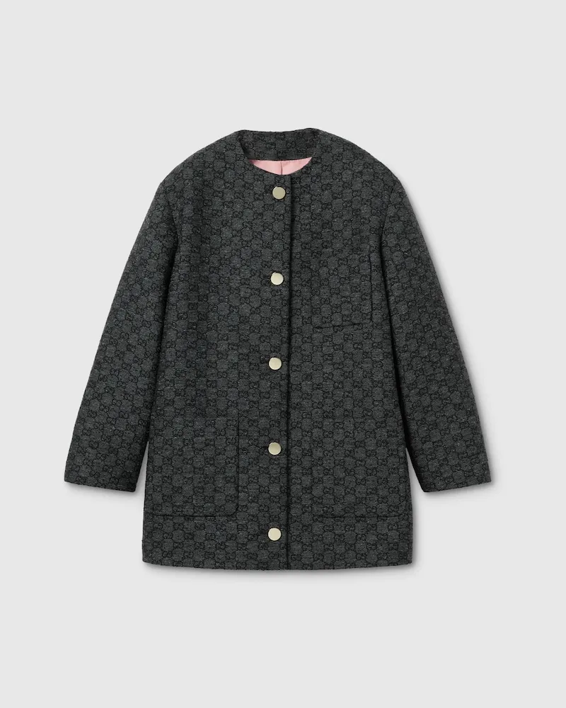 Gucci Jacke aus Strukturiertem GG Wolltweed, Größe Grün