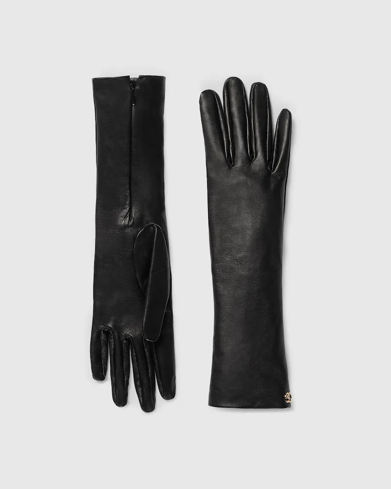 Gucci Gants En Cuir Avec Double G, Taille Noir