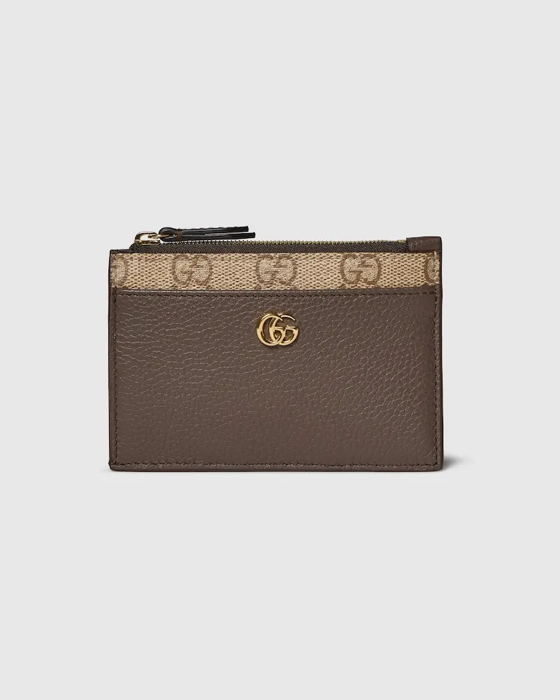 Gucci Zweifarbiges GG Marmont Schlüsseltäschchen mit RV Braun