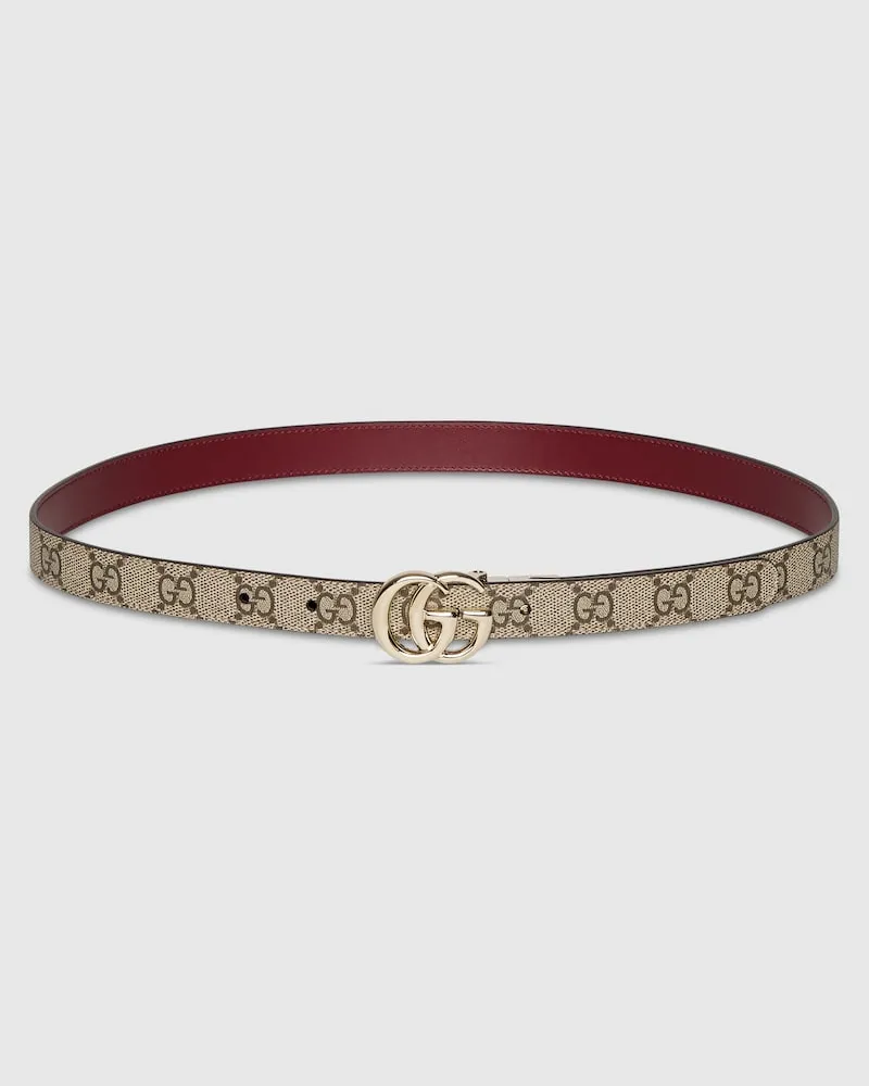 Gucci Schmaler, Wendbarer GG Marmont Gürtel, Größe 95 Beige
