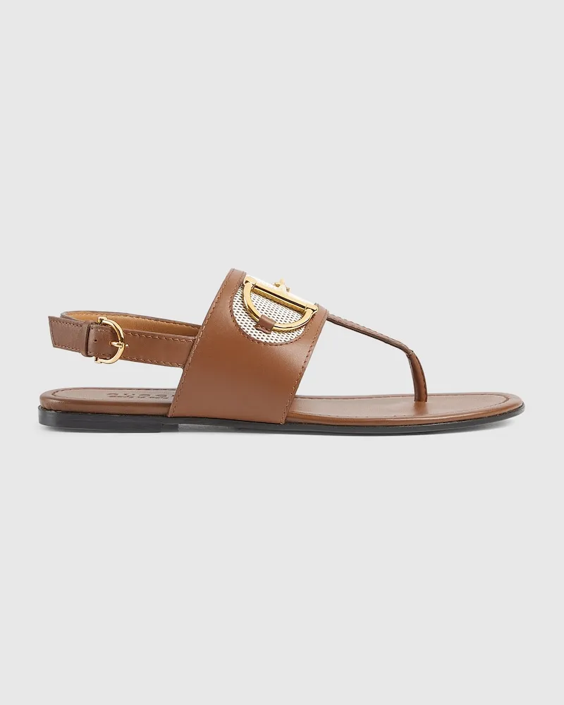 Gucci Damen-Zehensandale Mit Horsebit, Größe Braun