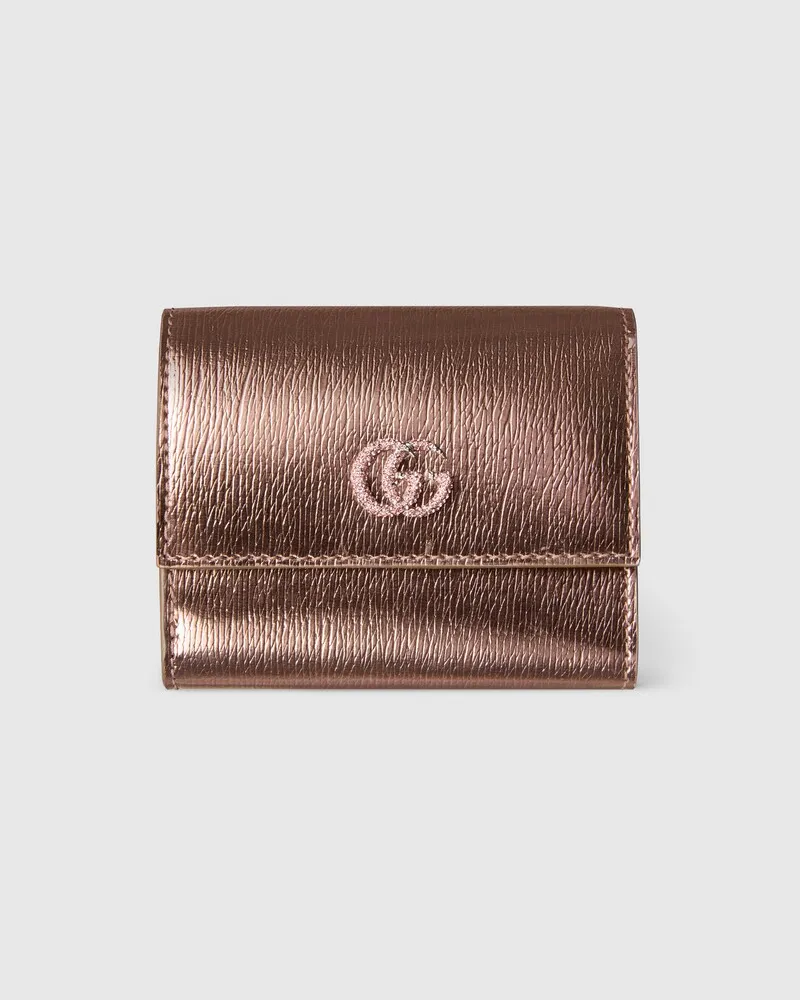 Gucci Portefeuille Bicolore GG Marmont Mini Format Or