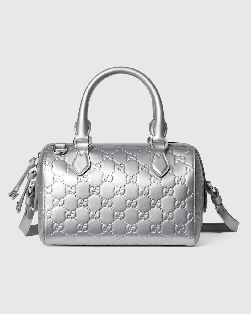 Gucci Kleine GG Emblem Boston Bag Silver