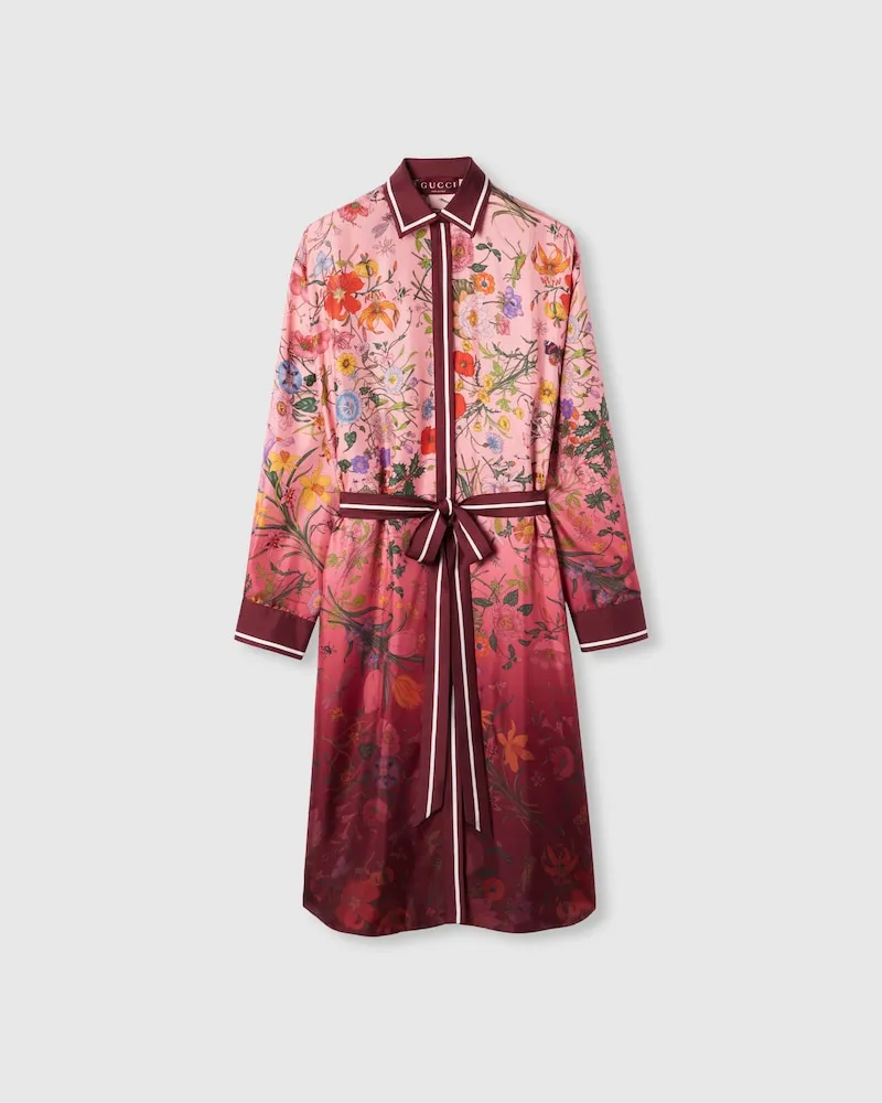 Gucci Hemdkleid aus Seidentwill Mit Print, Größe Pink