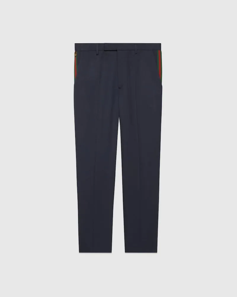 Gucci Knöchellange Hose aus Baumwolle Mit Web, Größe Blau