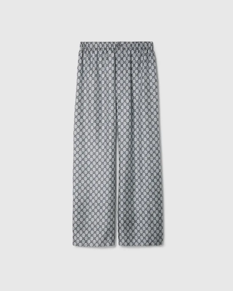 Gucci Hose aus GG Seidentwill, Größe Blau