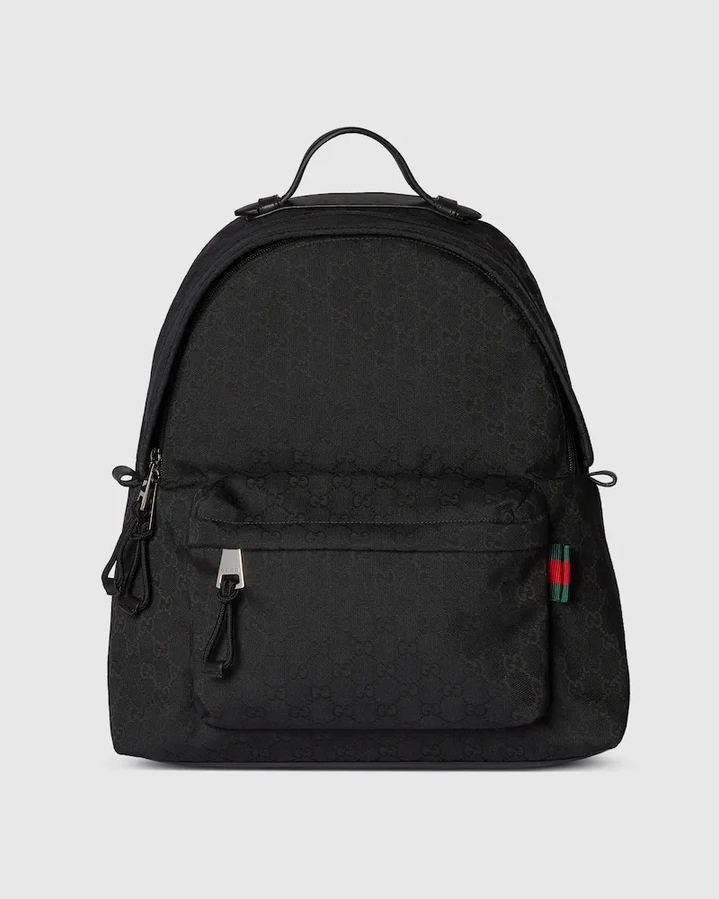 Gucci Mittelgroßer GG Rucksack Mit Web Schwarz