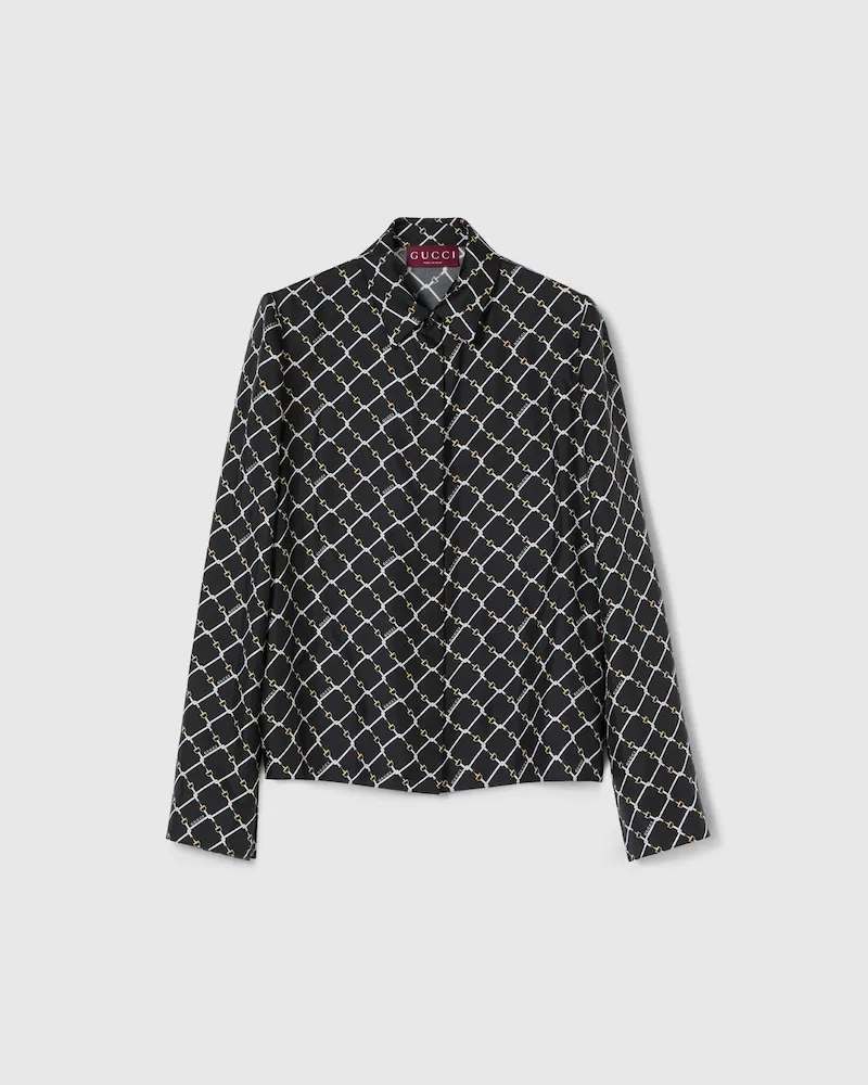 Gucci Bluse aus Seidentwill Mit Print, Größe Schwarz