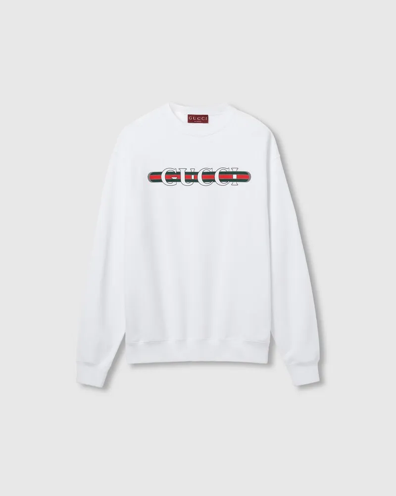 Gucci Sweat-shirt En Jersey De Coton À Imprimé, Taille Blanc