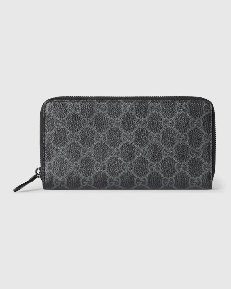 Gucci GG Emblem Brieftasche Mit Rundumreißverschluss Schwarz
