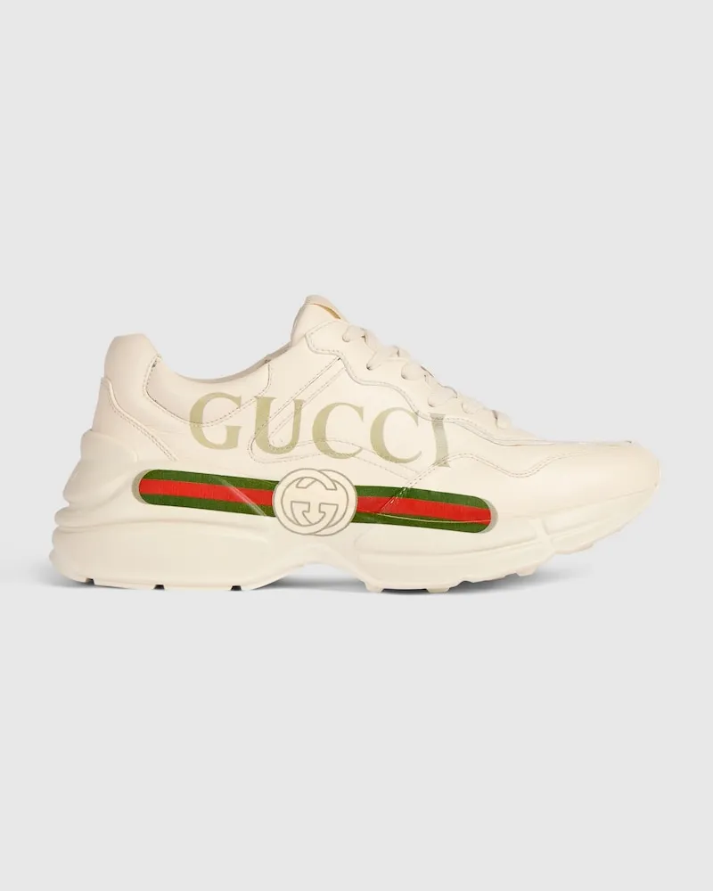 Gucci Rhyton Damensneaker aus Leder mit Logo Weiß