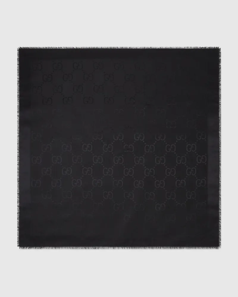 Gucci Halstuch aus Seide Und Wolle mit GG Jacquard Schwarz