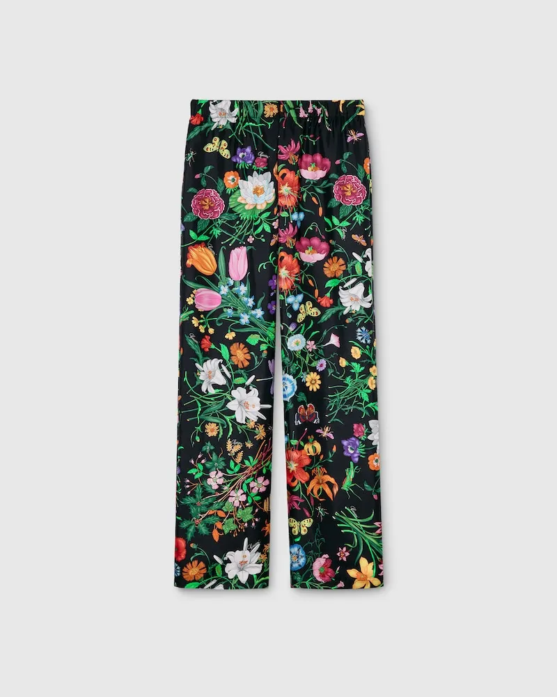 Gucci Hose aus Seidentwill Mit Print, Größe Schwarz