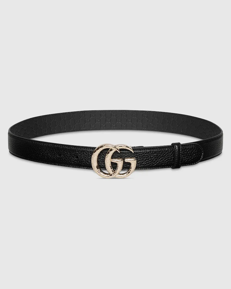 Gucci Schmaler GG Marmont Gürtel, Größe 95 Schwarz